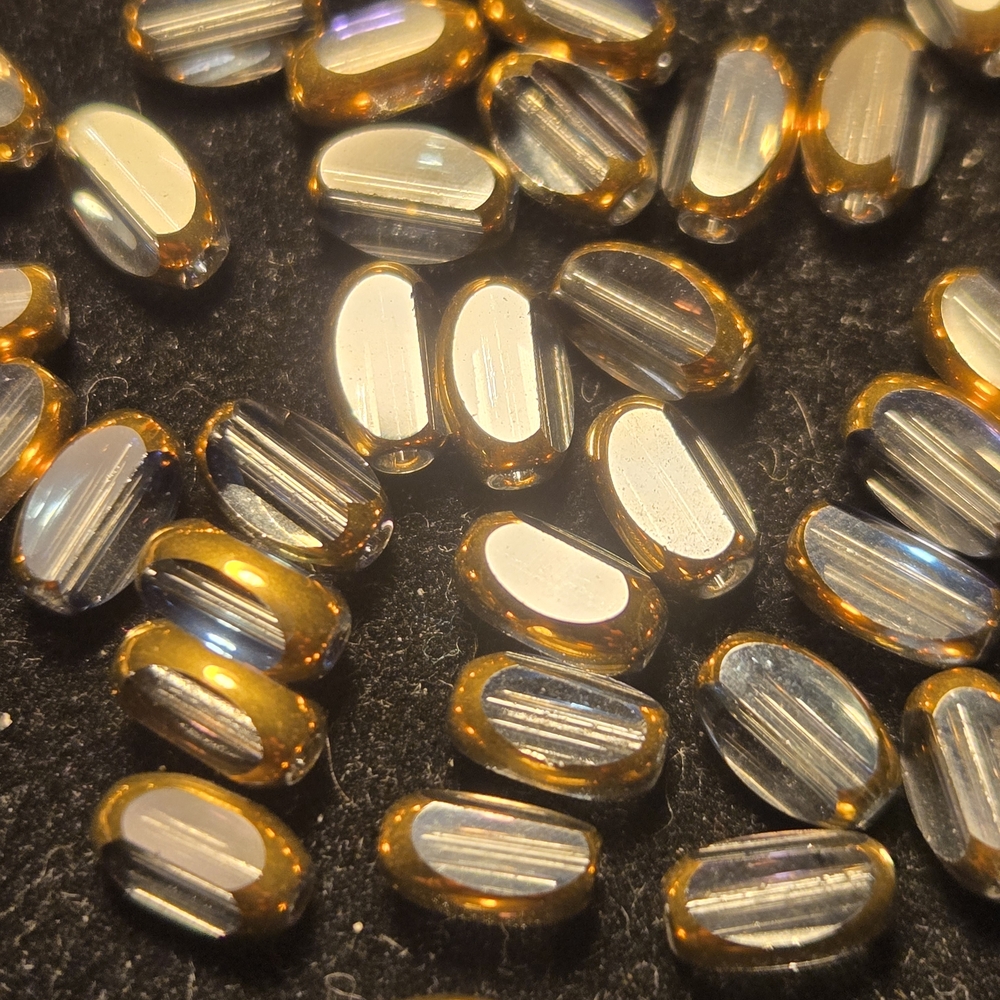 Gold Oval Smooth Crystal Beads